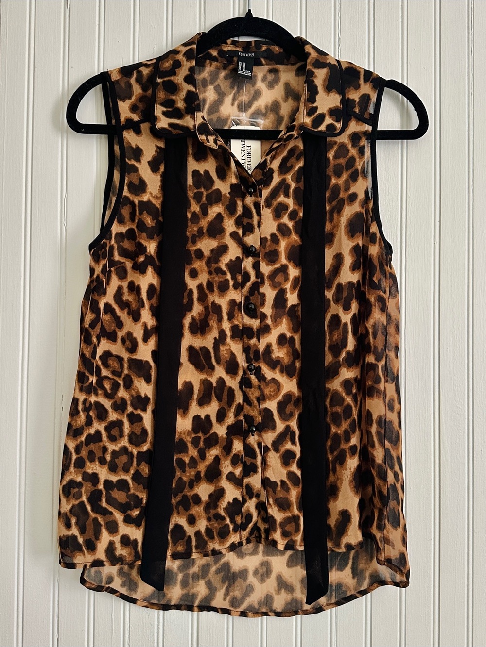 Forever 21 Leopard Print Sleeveless Button Front Camisole - Brown & Black - Picture 2 of 8